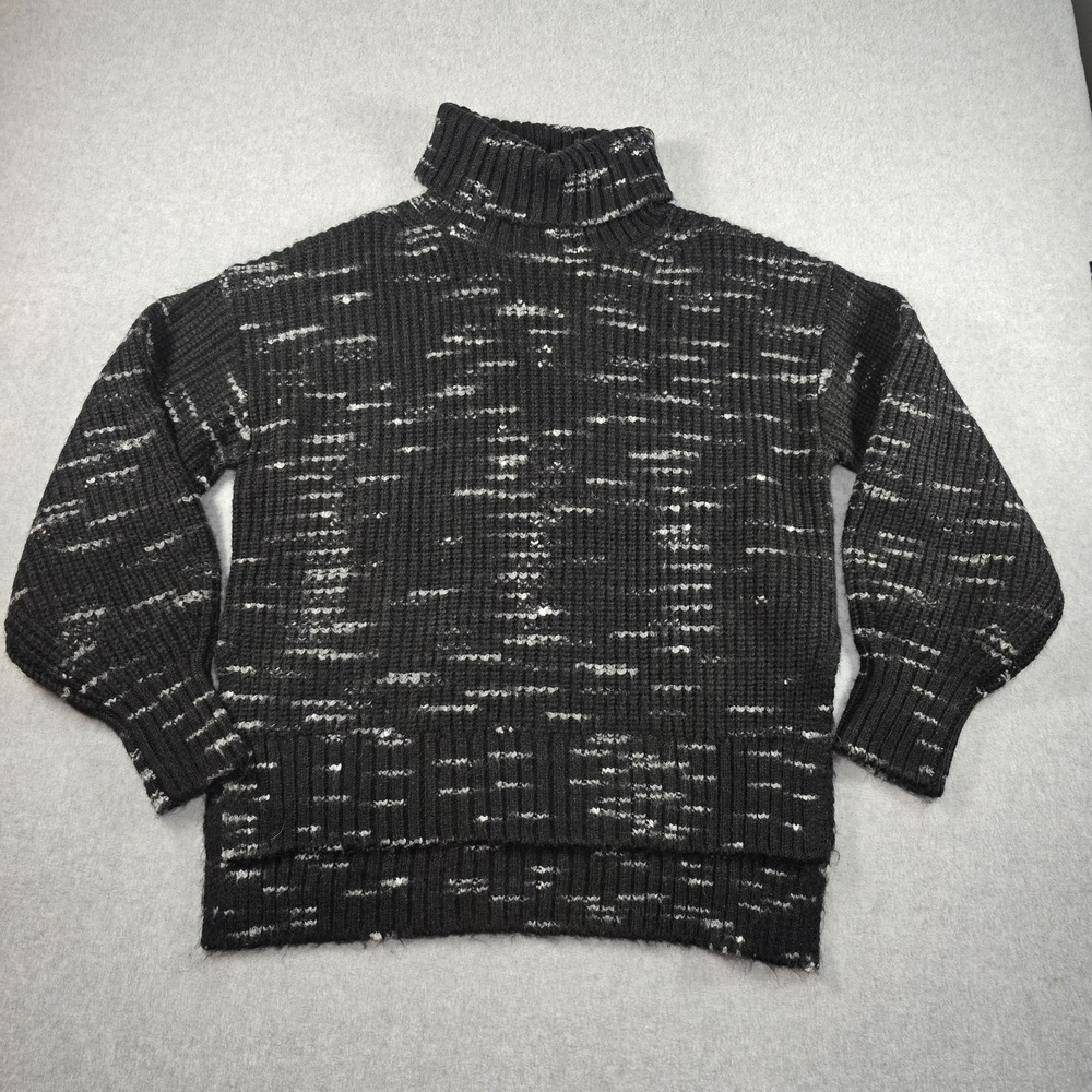 VARLEY Marlena Knit Dalmation Knit Turtleneck Sweater Black White Size Small